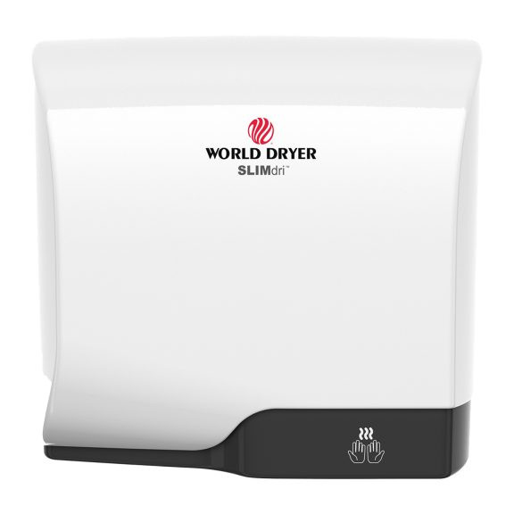 WORLD DRYER® L-973A SLIMdri® | Hand Dryer - Automatic Brushed Stainless Steel Universal Voltage Surface-Mounted | ADA Compliant — Aluminum, White, High Efficiency