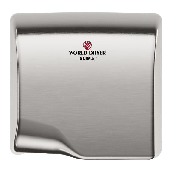 WORLD DRYER® L-973A SLIMdri® | Hand Dryer - Automatic Brushed Stainless Steel Universal Voltage Surface-Mounted | ADA Compliant — Stainless Steel, Brushed, High Efficiency
