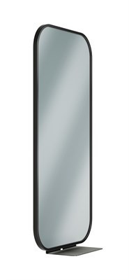 Bradley Elvari Framed Mirror With Shelf, 18X36 — Brushed Black
