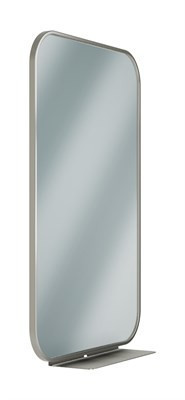 Bradley Elvari Framed Mirror With Shelf, 24X36 — Brushed Stainless