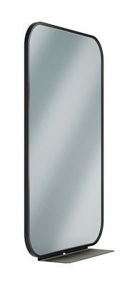 Bradley Elvari Framed Mirror With Shelf, 24X36 — Brushed Black