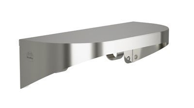 Bradley Elvari Shelf with Hooks, 5 x 12, 20 Gauge Stainless — Brushed Stainless