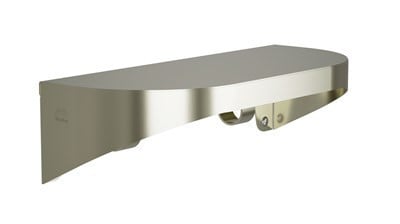 Bradley Elvari Shelf with Hooks, 5 x 12, 20 Gauge Stainless — Brushed Nickel