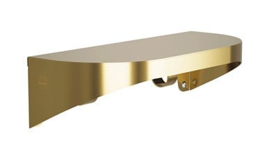 Bradley Elvari Shelf with Hooks, 5 x 12, 20 Gauge Stainless — Brushed Brass