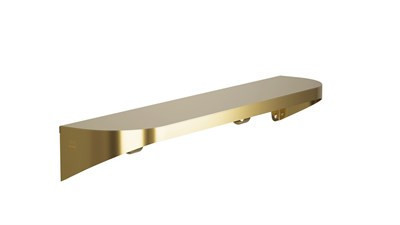 Bradley Elvari Shelf with Hooks, 5 x 24, 20 Gauge Stainless — Brushed Brass