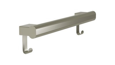 Bradley Elvari Oval Grab Bar with Hooks, 18" — Brushed Nickel