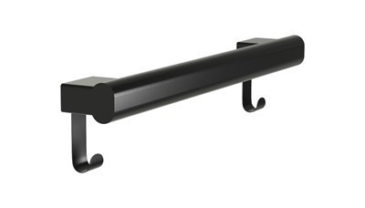 Bradley Elvari Oval Grab Bar with Hooks, 18" — Brushed Black