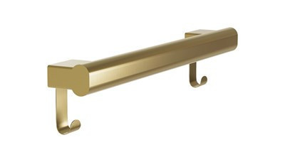 Bradley Elvari Oval Grab Bar with Hooks, 18" — Brushed Brass