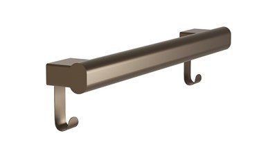 Bradley Elvari Oval Grab Bar with Hooks, 18" — Brushed Bronze