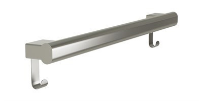 Bradley Elvari Oval Grab Bar with Hooks, 24" — Brushed Stainless