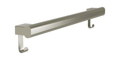 Bradley Elvari Oval Grab Bar with Hooks, 24" — Brushed Nickel