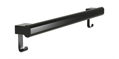 Bradley Elvari Oval Grab Bar with Hooks, 24" — Brushed Black