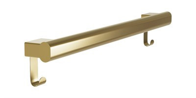 Bradley Elvari Oval Grab Bar with Hooks, 24" — Brushed Brass