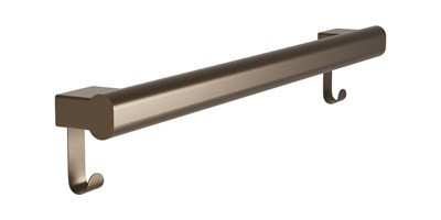 Bradley Elvari Oval Grab Bar with Hooks, 24" — Brushed Bronze
