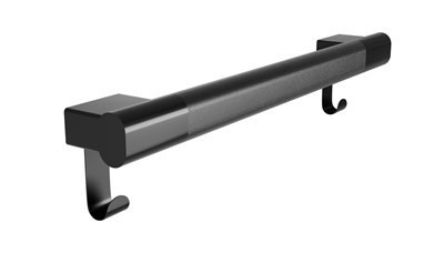 Bradley Elvari Oval Grab Bar with Peened Grip and Hooks, 36" — Brushed Black