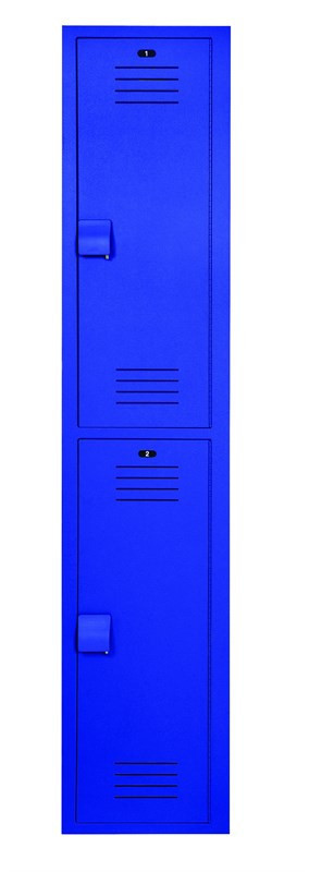 Bradley Plastic Locker, 12"W x 15"D x 60"H, 2-Tier — Blue