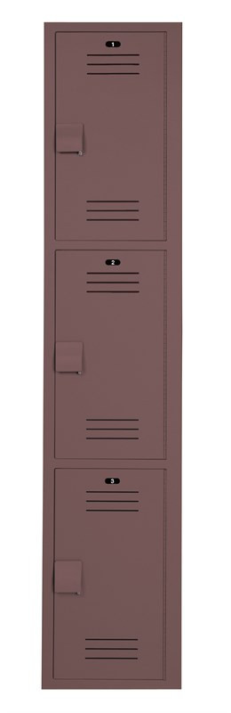 Bradley Plastic Locker, 12"W x 18"D x 72"H, 3-Tier — Toffee