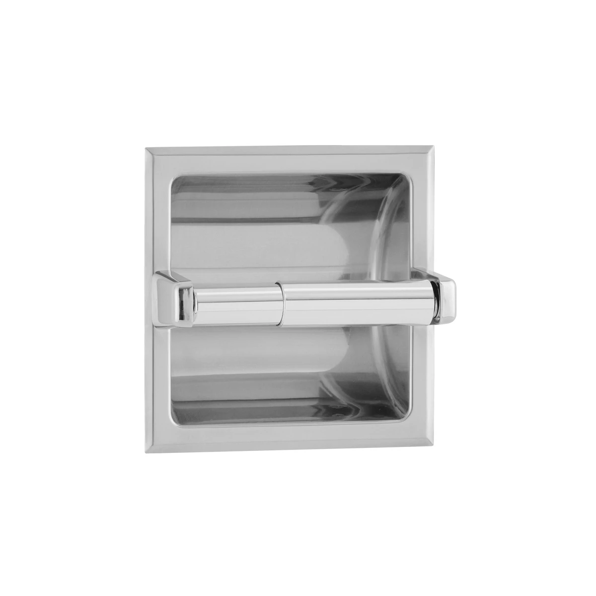 Bobrick Recessed Toilet Tissue Dispenser, Bright Polished, One Roll — Bright Polished