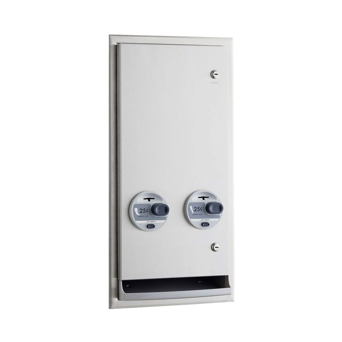 Bobrick 25 Recessed Napkin-Tampon Dispenser, 25-Cent Operation — Satin Finish