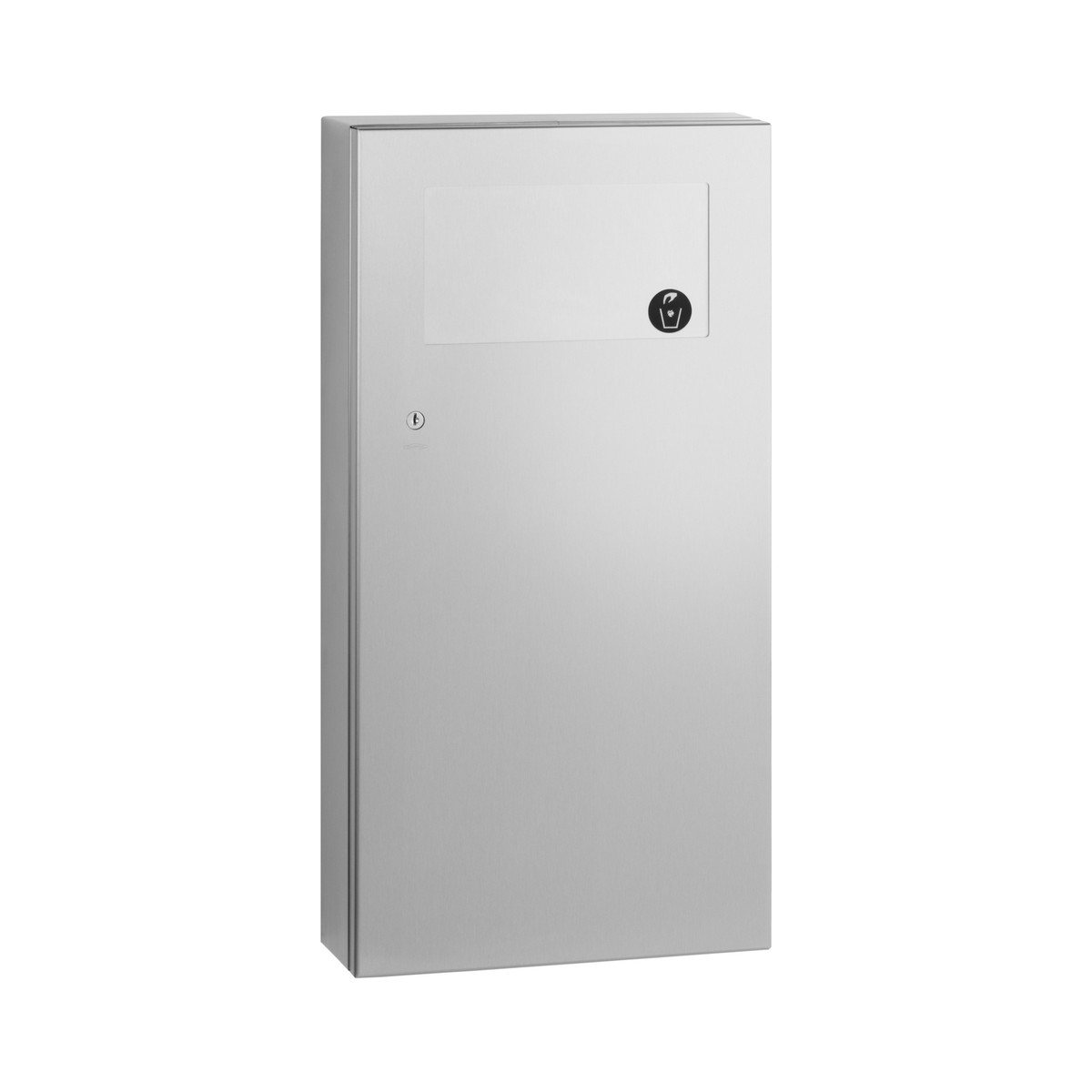 Bobrick B-35639 Surface-Mounted Waste Receptacle with Disposal Door, Satin Finish, 3-Gallon — Standard