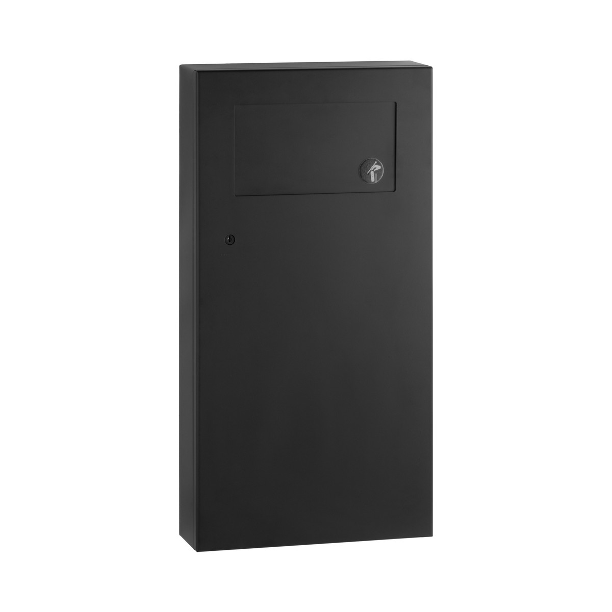 Bobrick B-35639 Surface-Mounted Waste Receptacle with Disposal Door, Satin Finish, 3-Gallon — Matte Black