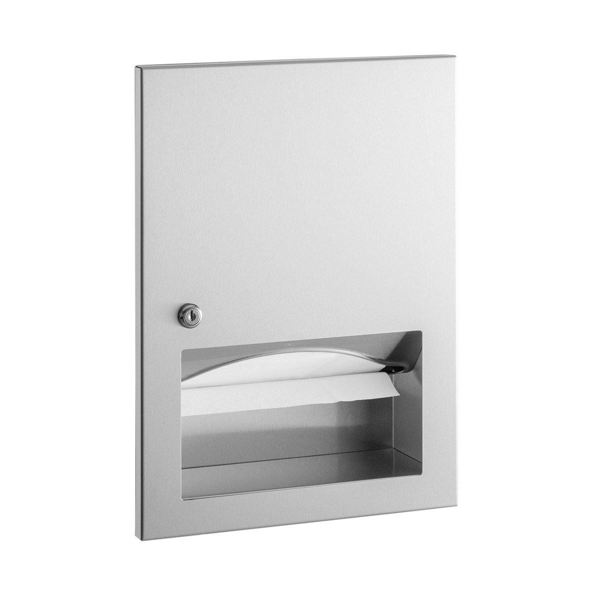 Bobrick B-359033 Recessed Paper Towel Dispenser, Satin Finish, 400 Multifold Towels — Standard