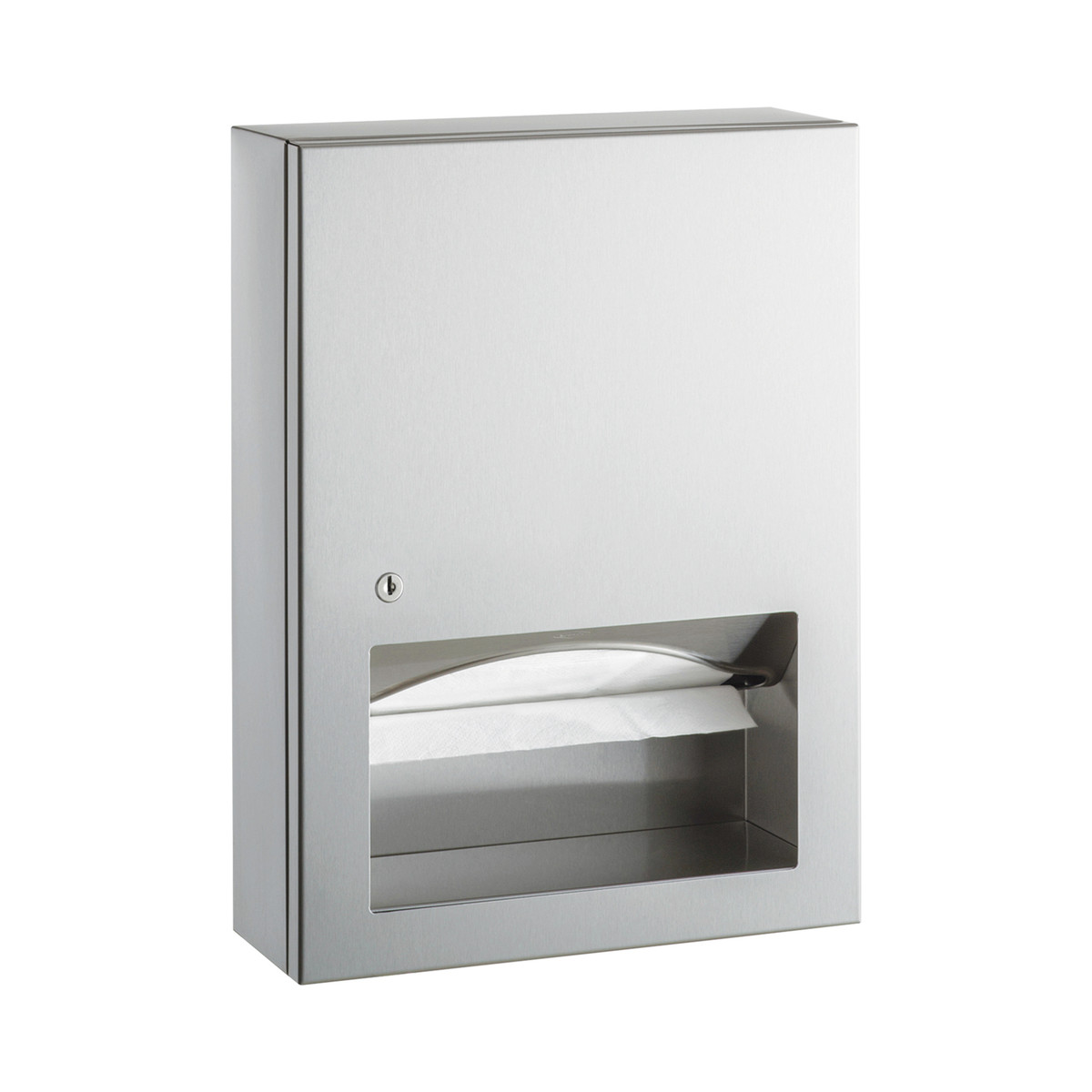 Bobrick B-359039 Surface-Mounted Paper Towel Dispenser, Satin Finish, 400 Multifold Towels — Standard