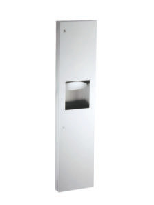Bobrick B-38032 Semi-Recessed Paper Towel Dispenser and Waste Receptacle, Satin Finish, 6.3-Gallon Waste — Standard