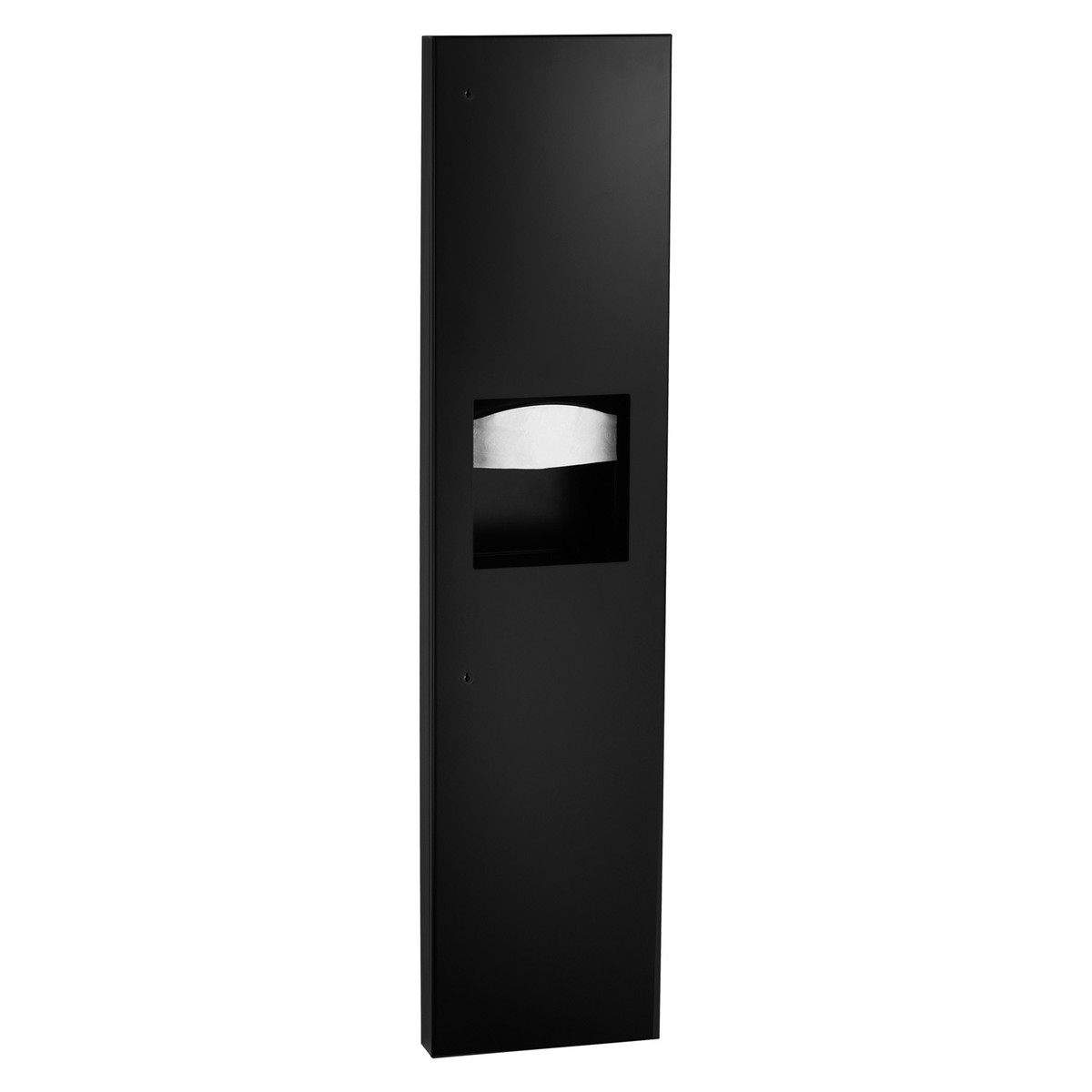 Bobrick B-38032 Semi-Recessed Paper Towel Dispenser and Waste Receptacle, Satin Finish, 6.3-Gallon Waste — Matte Black