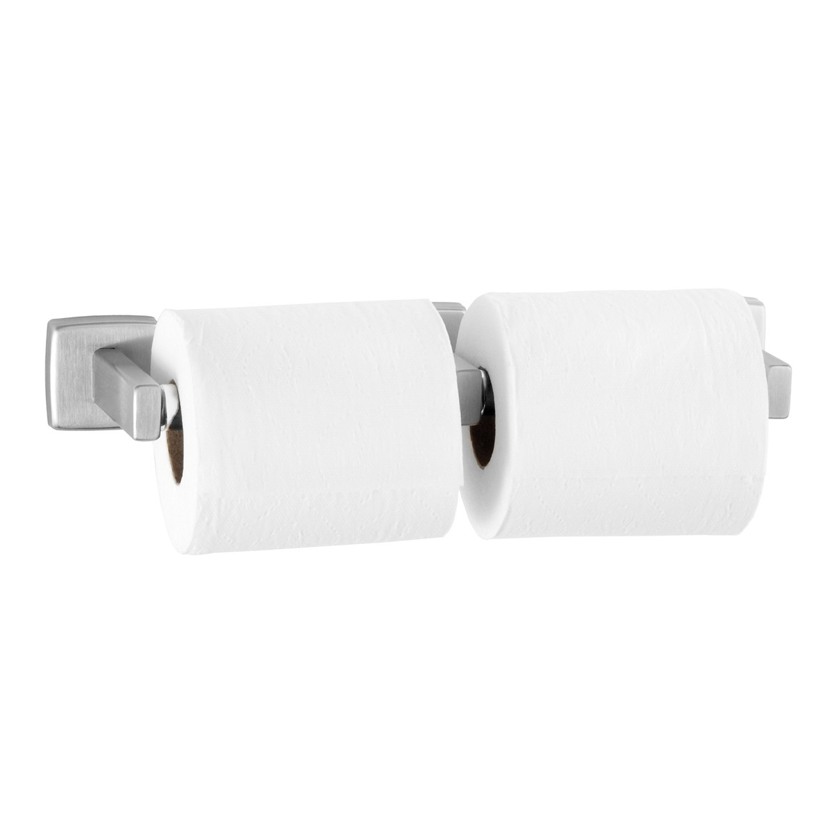 Bobrick Surface-Mounted Toilet Tissue Dispenser, Bright Polished, Two Rolls — Satin Finish