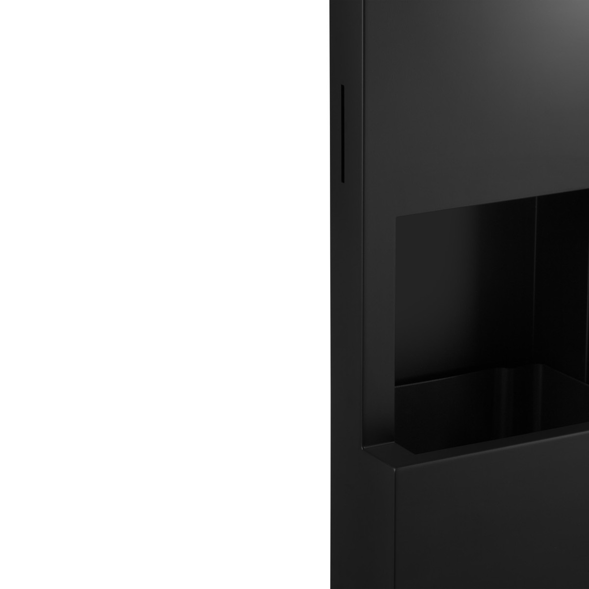 Bobrick Semi-Recessed Paper Towel Dispenser and Waste Receptacle, Satin Finish, 8.5-Gallon Waste — Matte Black