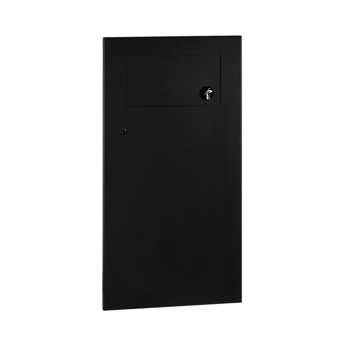 Bobrick Recessed Waste Receptacle with Disposal Door, Satin Finish, 3-Gallon — Matte Black
