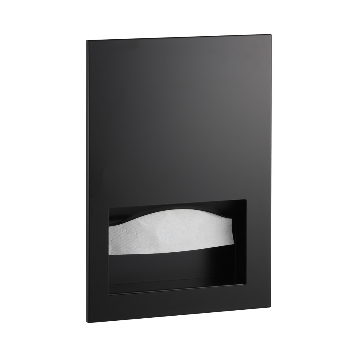 Bobrick Recessed Paper Towel Dispenser, Friction-Catch, Satin Finish, 400 Multifold Towels — Matte Black