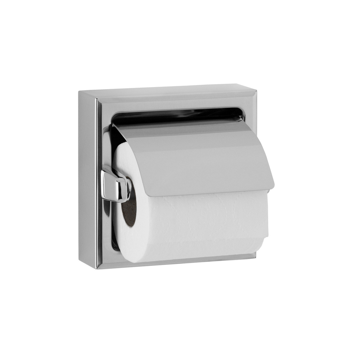 Bobrick B-6699 Surface-Mounted Toilet Tissue Dispenser with Hood, Bright Polished, One Roll — Bright Polished