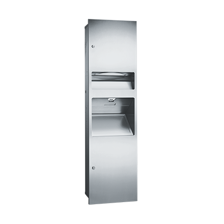 ASI Simplicity™ 3-in-1 - Paper Towel Dispenser, HIGH SPEED Hand Dryer & Waste Receptacle - Recessed (110-120V) - 64672-1 / 64672-2 — 110-120V