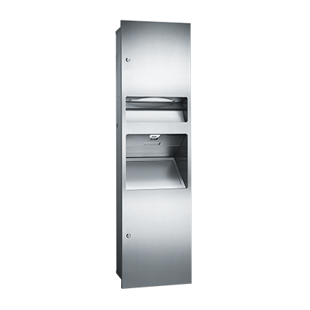 ASI Simplicity™ 3-in-1 - Paper Towel Dispenser, HIGH SPEED Hand Dryer & Waste Receptacle - Recessed (110-120V) - 64672-1 / 64672-2 — 208-240V