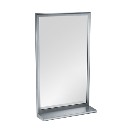 ASI ROVAL™ Inter-Lok Stainless Steel Framed Mirrors - Plate Glass - With Shelf, Variable Sizes - 20655 Series - 20655-1830 — 18" x 30"