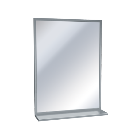 ASI Stainless Steel Inter-Lok Angle Frame - Plate Glass Mirror with Shelf, Variable Sizes - 0605 Series - 0605-1624 — 18" x 36"