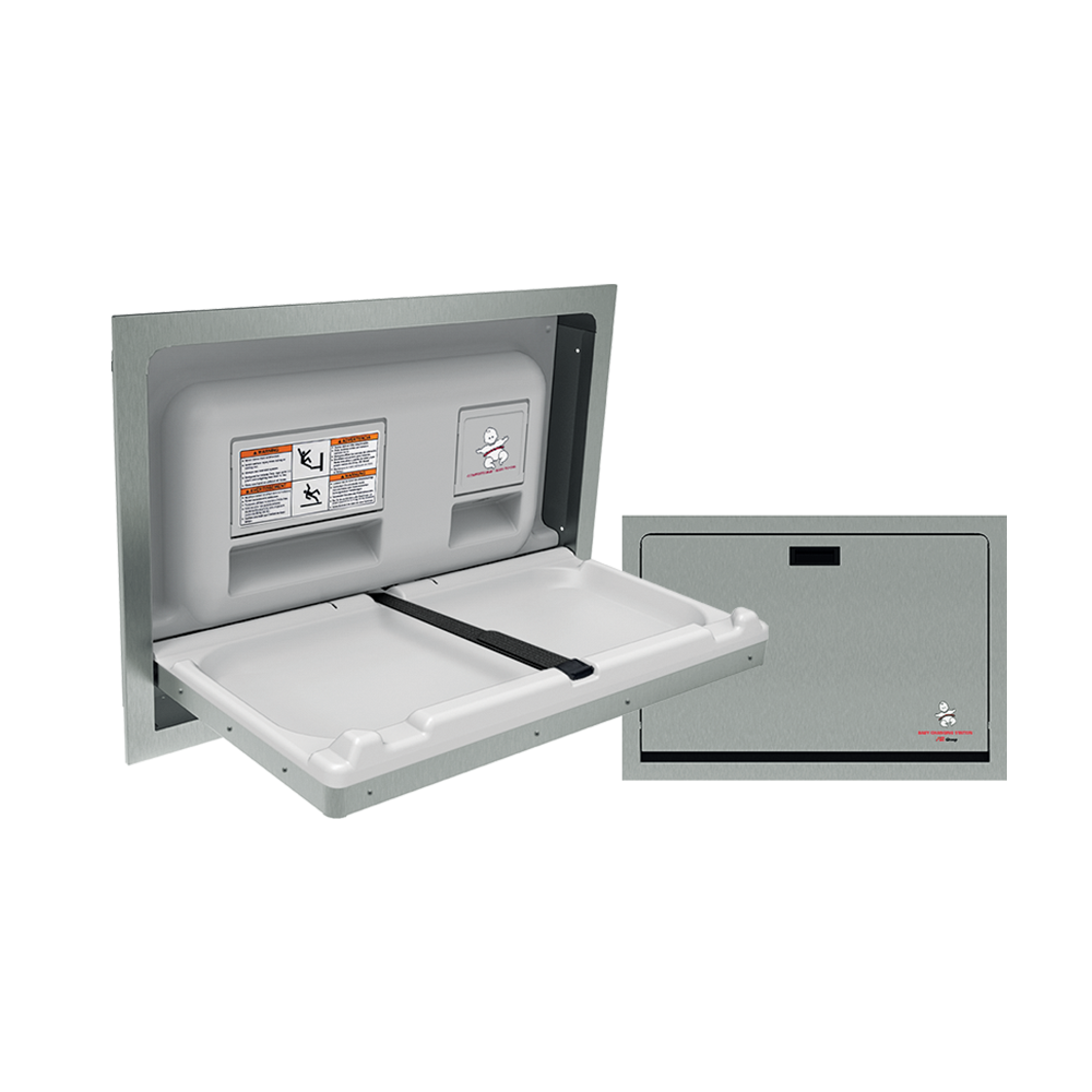 ASI Baby Changing Station - HEAVY-DUTY STAINLESS STEEL, Recessed - 9013