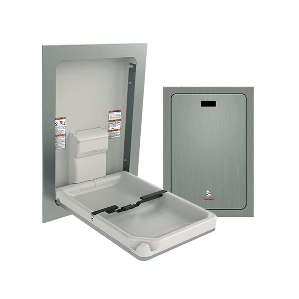 ASI Baby Changing Station, VERTICAL - STAINLESS STEEL, Recessed - 9017