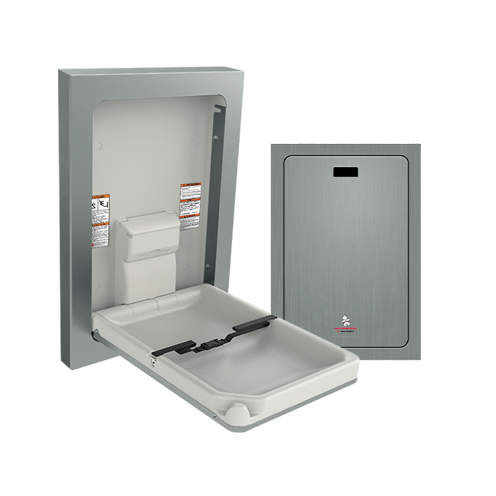 ASI Baby Changing Station, VERTICAL - STAINLESS STEEL, Surface Mounted - 9017-9