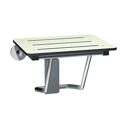 ASI Folding Shower Seat, Rectangular Solid Phenolic seat - Compact 18" wide, White, ADA - 8203