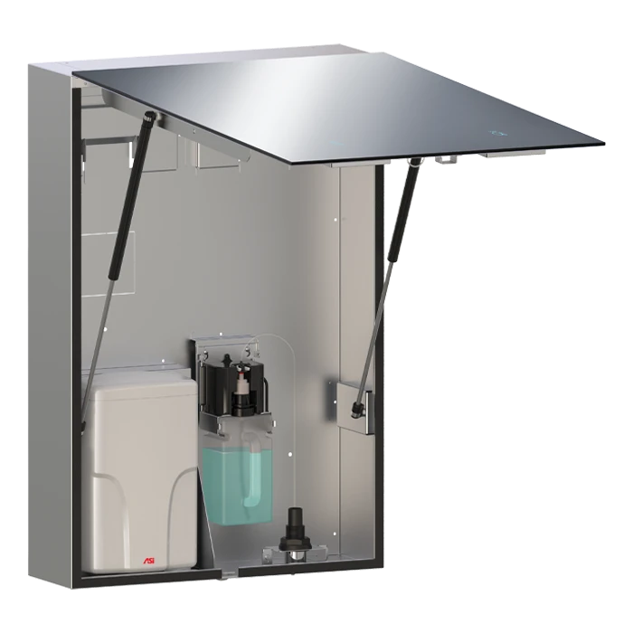 ASI Velare™ BTM System - Stainless Steel Cabinet with Frameless Mirror, Liquid Soap Dispenser and High-Speed Hand Dryer (110-120V) - 0661-1