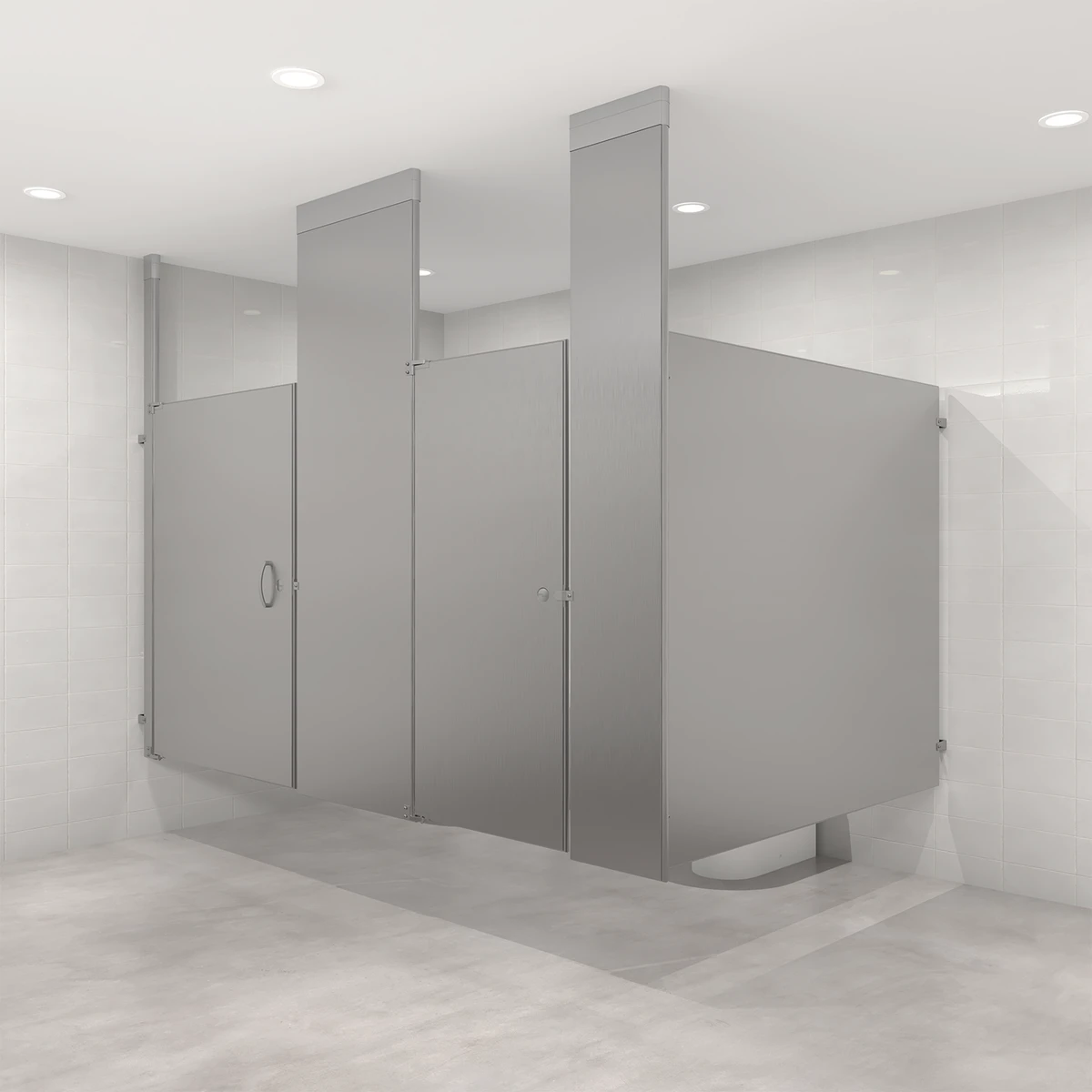 Hadrian Stainless Steel Toilet Partitions - Ceiling Hung