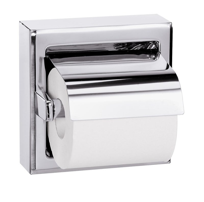 Bradley Single Roll Toilet Tissue Dispenser With Hinged Hood