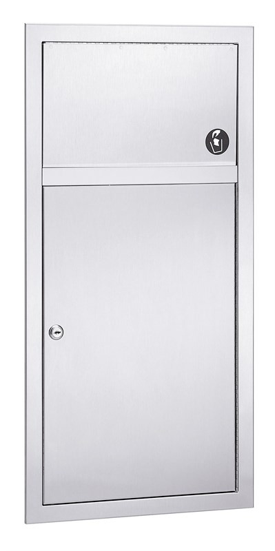 Bradley Semi-Recessed Waste Receptacle, 2.8 Gal