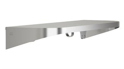 Bradley Elvari Shelf with Hooks, 8 X 24, 20 Gauge Stainless