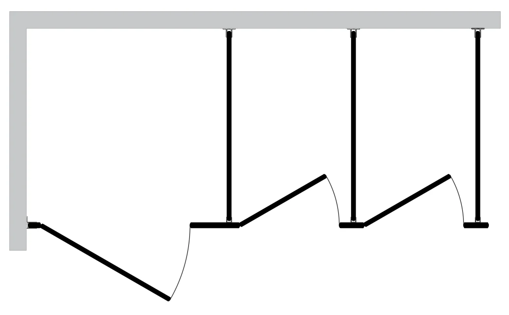Corner Wall toilet partition layout diagram