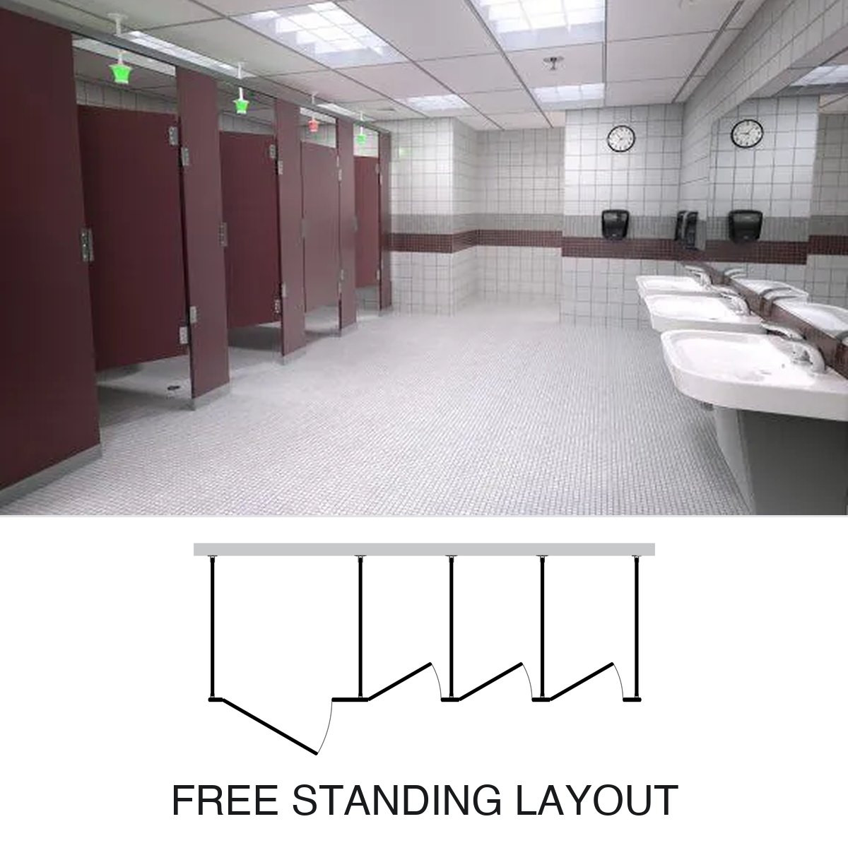 Solid Plastic (HDPE) Toilet Partitions — Free Standing