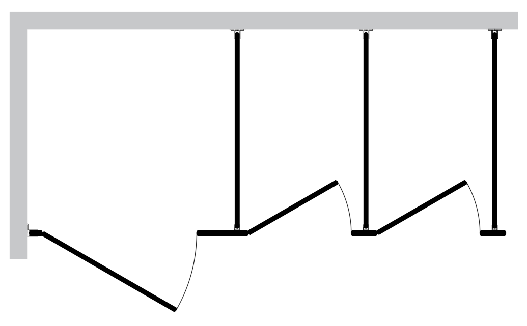 Corner Wall toilet partition layout diagram